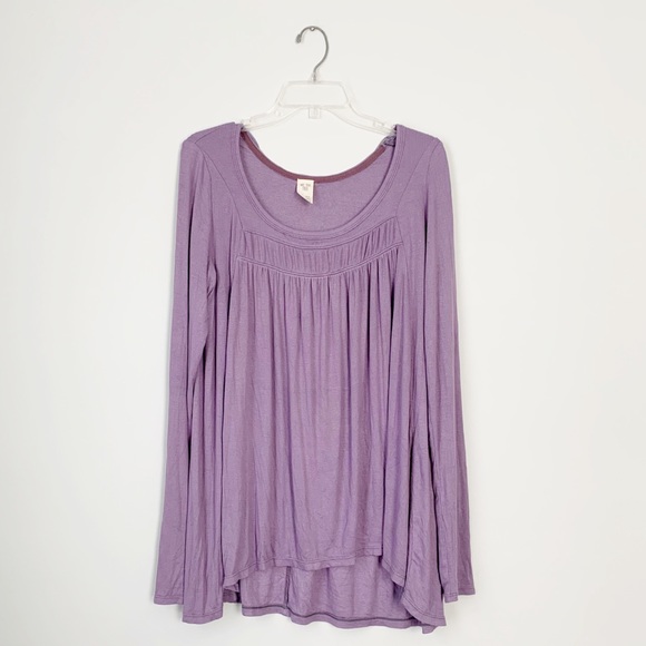 Free People Love Valley Long Sleeve Top Purple Tee - Picture 4 of 16